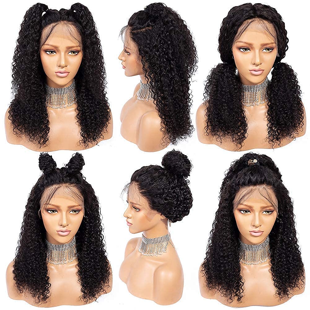 HD Transparent Curly Lace Front Wigs Human Hair 130% Density Pre Plucked 13x4 Kinky closure FrontAL Wig for Black Women diva1