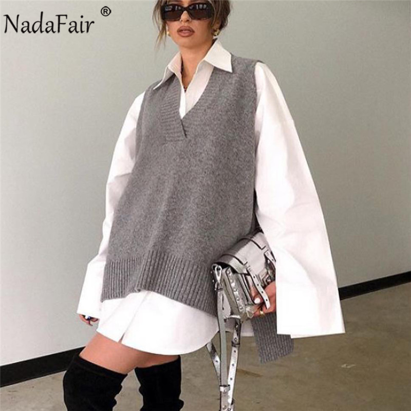Nadafair V Neck Sleeveless Sweater Vest Casual Loose Oversized Jumper Houndstoot Womens Sweater Pullover Fall Knitted Vest, White shirt
Nadafair V Neck Sleeveless Sweater Vest Casual Loose Oversized Jumper Houndstoot Womens Sweater Pullover Fall Knitted Vest, White shirt