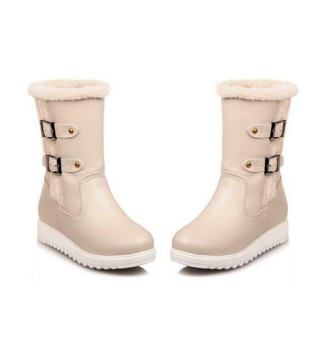 Boots Winter Warm Womens Round Toe Furry Pull On Mid Calf Snow Thick Flats Shoes, Beige
Boots Winter Warm Womens Round Toe Furry Pull On Mid Calf Snow Thick Flats Shoes, Beige