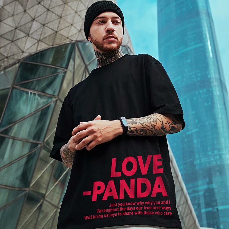 t shirt panda men's cute cartoon print street youth trend large size loose half sleeve, White;black
t shirt panda men's cute cartoon print street youth trend large size loose half sleeve, White;black