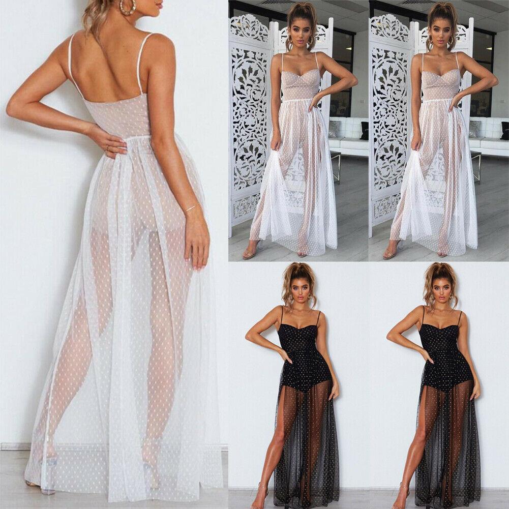 women dress womens boho perspective polka dot lace sheer see through bodycon high waist long maxi beach cover up, Black;gray
women dress womens boho perspective polka dot lace sheer see through bodycon high waist long maxi beach cover up, Black;gray