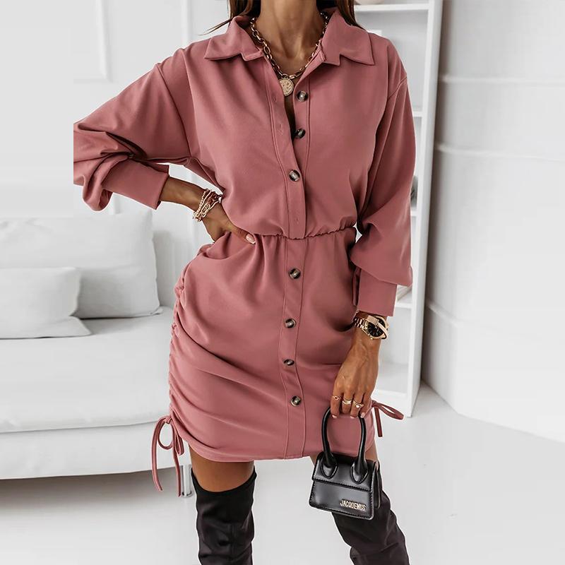 Casual Dresses Women Autumn Fashion Long Sleeve Mini Dress Side Drawstring Shirt Retro Button Turn-down Collar Hem Hip Party, Black;gray
Casual Dresses Women Autumn Fashion Long Sleeve Mini Dress Side Drawstring Shirt Retro Button Turn-down Collar Hem Hip Party, Black;gray