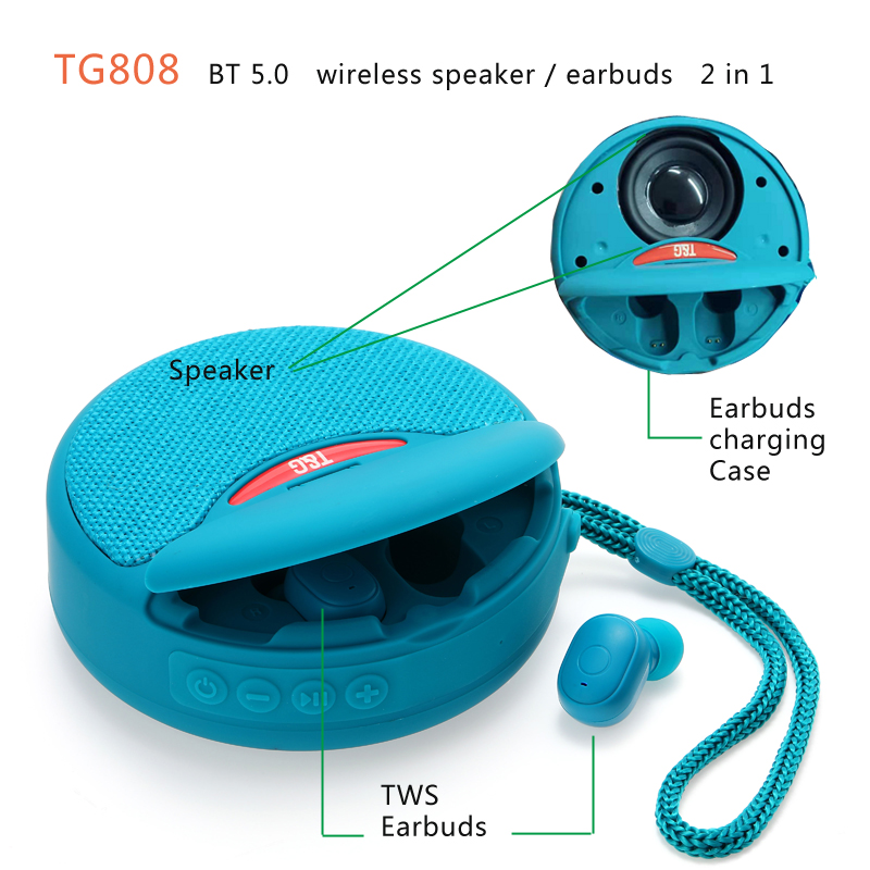 TG808 Bluetooth Wireless Speakers plus Earbuds Hands free Call Profile Stereo Bass Support TF USB Card AUX Line In Hi-Fi Loud
TG808 Bluetooth Wireless Speakers plus Earbuds Hands free Call Profile Stereo Bass Support TF USB Card AUX Line In Hi-Fi Loud