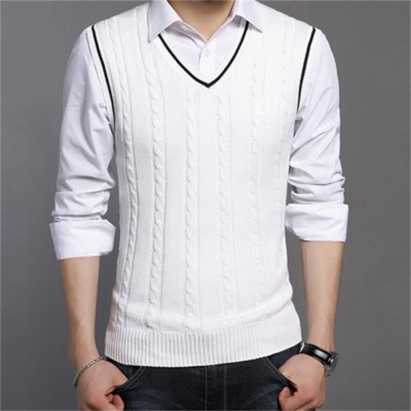 Fashionable Sweater Vest Mens Korean Style V-neck Sleeveless Knitted Male Casual Loose Twisted Flower Tops Pull Sans Manche 210604