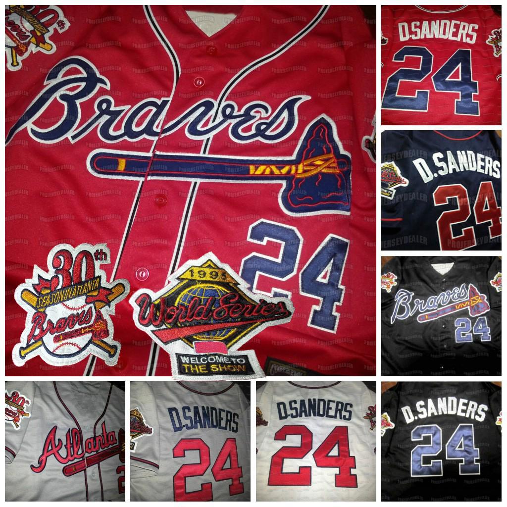 24 DEION SANDERS DUAL PATCH Altanta 1995 Wrold Series Custom Baseball Jersey Black Red White Grey
24 DEION SANDERS DUAL PATCH Altanta 1995 Wrold Series Custom Baseball Jersey Black Red White Grey