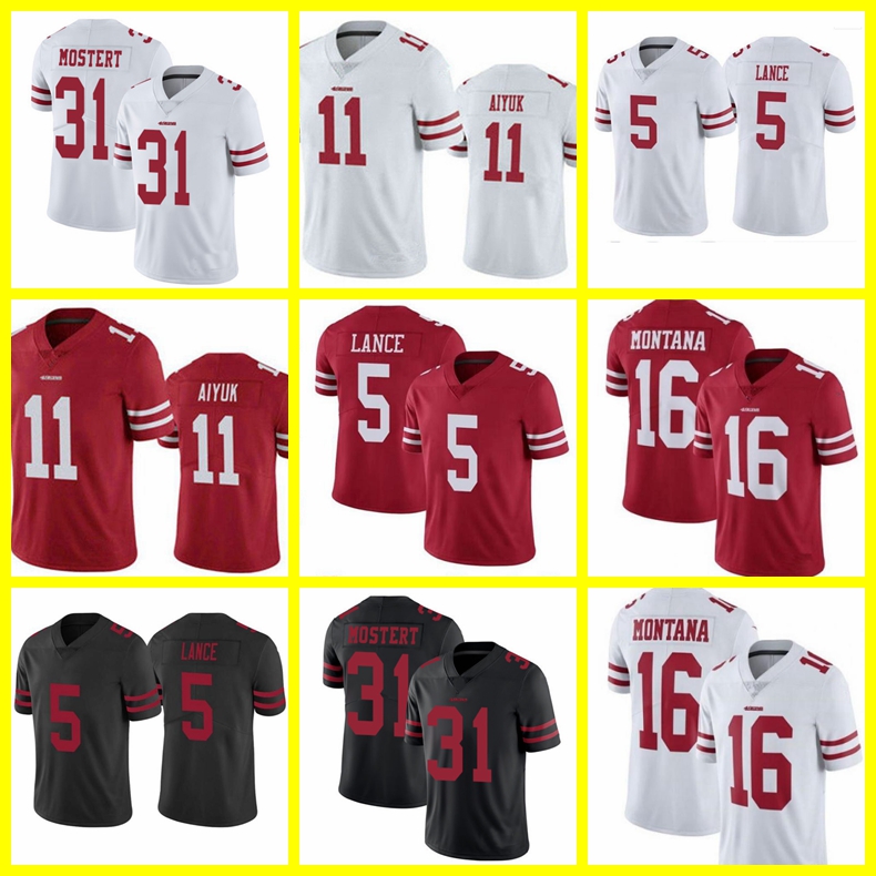 Men's Football Jerseys 11 Brandon Aiyuk 17 Emmanuel Sanders 5 Trey Lance 16 Joe Montana 31 Raheem Mostert San Francisco49ers„, Black;red
Men's Football Jerseys 11 Brandon Aiyuk 17 Emmanuel Sanders 5 Trey Lance 16 Joe Montana 31 Raheem Mostert San Francisco49ers„, Black;red