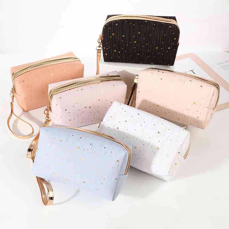 Korean rain silk bronzing star octagonal cosmetics washing zipper storage large capacity portable cosmetic bag, Black cosmetic bag
Korean rain silk bronzing star octagonal cosmetics washing zipper storage large capacity portable cosmetic bag, Black cosmetic bag