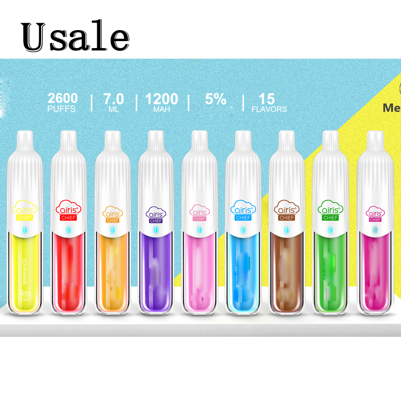 Airis Chief Disposable E-cigarettes Vape Kit 2600 Puffs 7ml Capacity Mesh Coil with 1200mAh Battery cigarette Vapor Device 100% Original
Airis Chief Disposable E-cigarettes Vape Kit 2600 Puffs 7ml Capacity Mesh Coil with 1200mAh Battery cigarette Vapor Device 100% Original