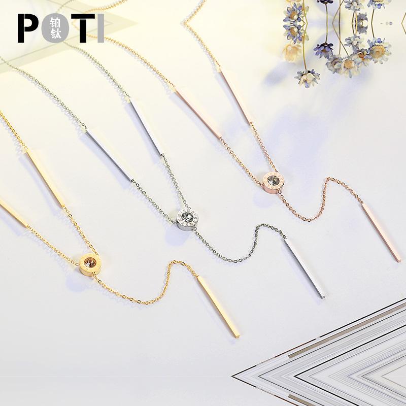 Pendant Necklaces TSHOU122 Roman Numerals Titanium Steel Rose Gold Sweater Chain Clavicle Not Faded Necklace Jewelry, Silver
Pendant Necklaces TSHOU122 Roman Numerals Titanium Steel Rose Gold Sweater Chain Clavicle Not Faded Necklace Jewelry, Silver