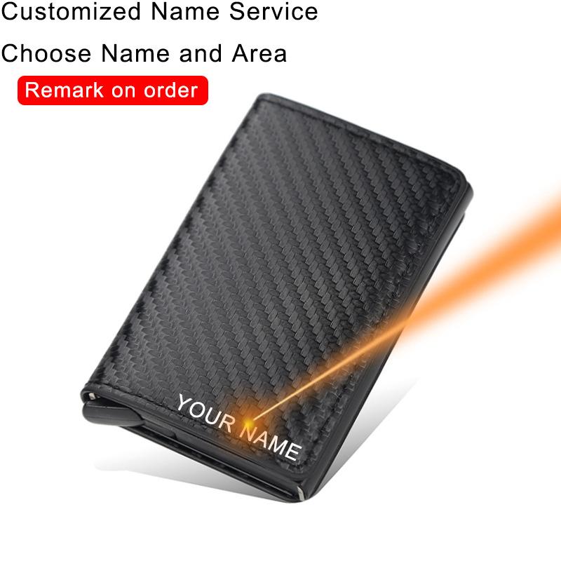 Wallets Carbon Fiber Men Women Rfid Leather Metal Wallet Mo…