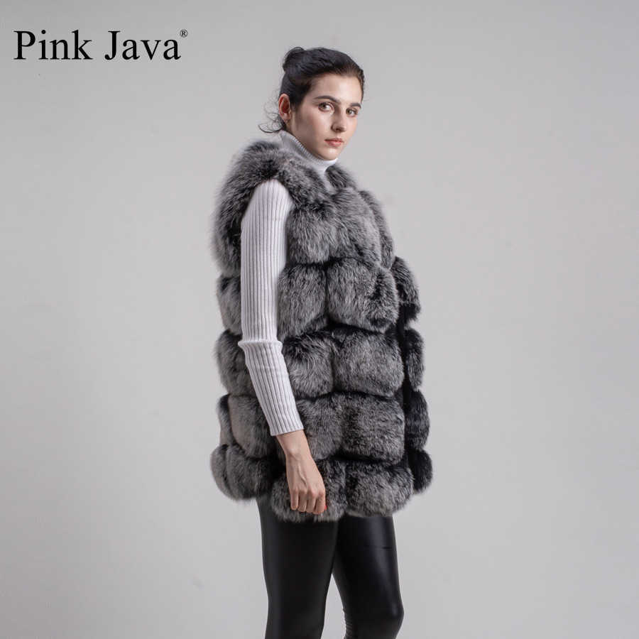 Pink Java 80 women winter coat real fur vest natural fur gilet fashion clothing ganuine coat fur jacket 211019