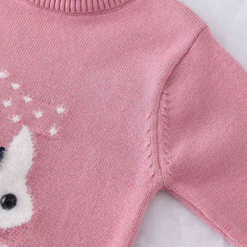 Arrival girl Sweater Children Clothing rabbit Pattern Knitted Baby girls Pullover Knitwear 1-5T Kids 211104