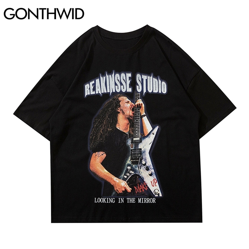 Tshirts Hip Hop Rapper Guitar Print Punk Rock Gothic Tees Shirts Streetwear Harajuku Fashion Casual Cotton Loose Tops 210602, White
Tshirts Hip Hop Rapper Guitar Print Punk Rock Gothic Tees Shirts Streetwear Harajuku Fashion Casual Cotton Loose Tops 210602, White