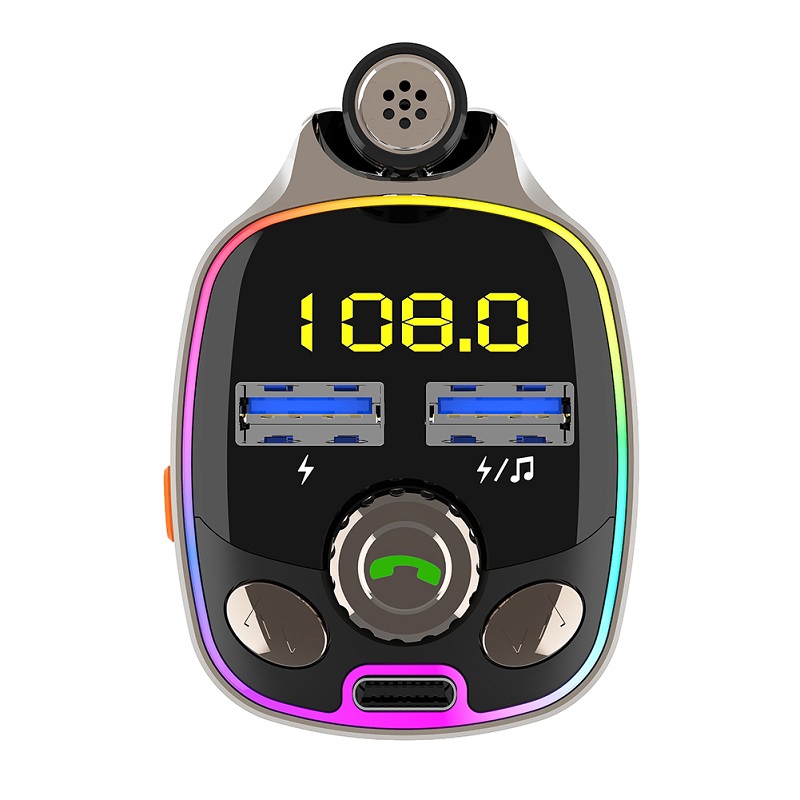 Bluetooth Car Kit Charger Wireless BT 5.0 Auto FM Transmitter Hands Free Calling With 5V/3.6A PD+Double USB Ports