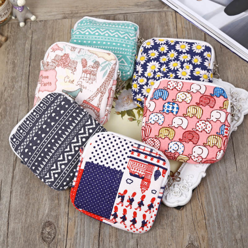 11*11CM Small Wallet Napkin Towel Bags Girls Purses Card Holder Multifunction Portable Sanitary Pad Organizer 1 PCS