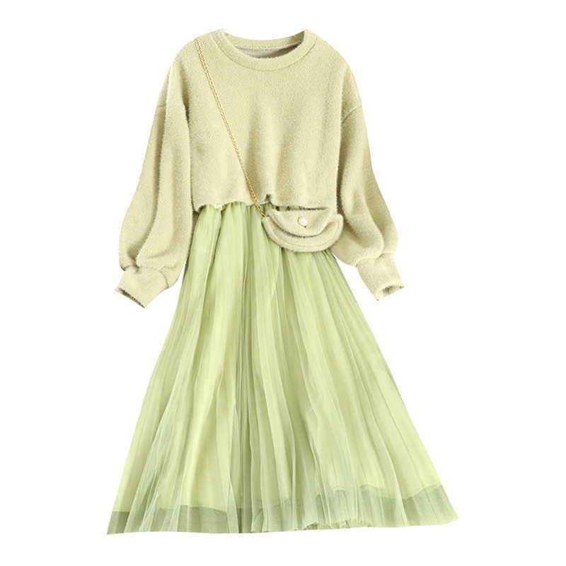 LY VAREY LIN Spring Autumn Women Fahsion Sling Mesh Skirt Suit Set Female Solid Color Short Pullover Top Two Piece Dress 210526