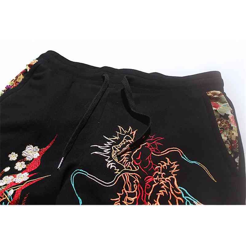 IEFB /men's clothing Autumn sweatpants Chinese dragon embroidered pants fashion streetwear casual drawstring waist pants 9Y3764 210524