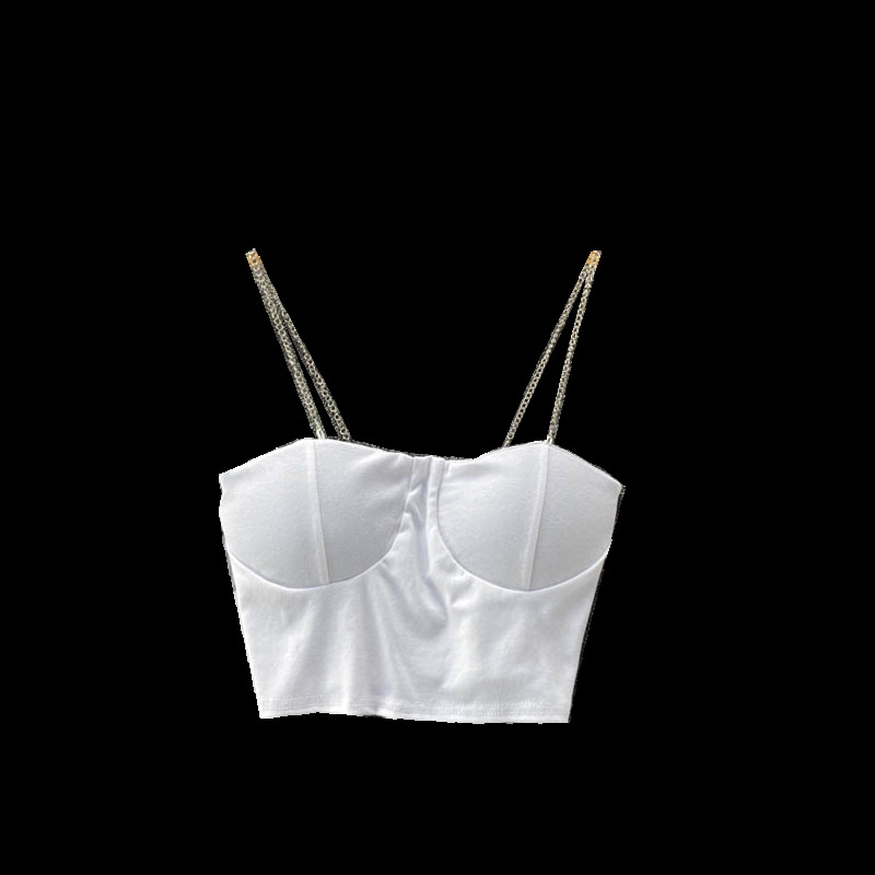 Women Retro Chain Velvet Camis Sexy Sleeveless Backless Ruched Slim Short Tank Top Summer Off Shoulder Strap Y2K Tops 210512Z