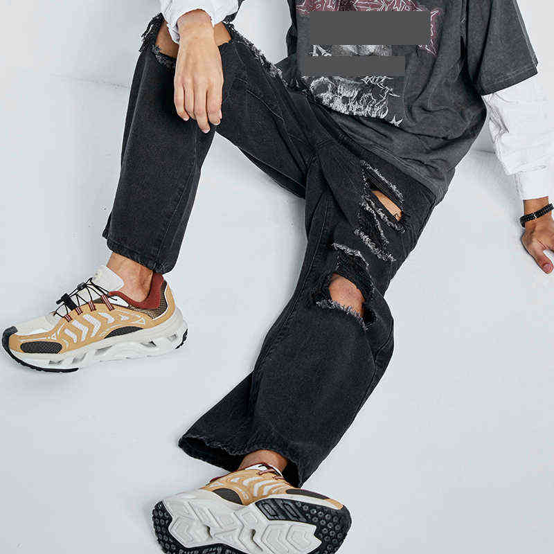 Weekeep Vintage Ripped Hole Jeans Women Baggy Cut Out High Waist Denim Pants Summer Korean Y2k Streetwear Fashion Straight 211129