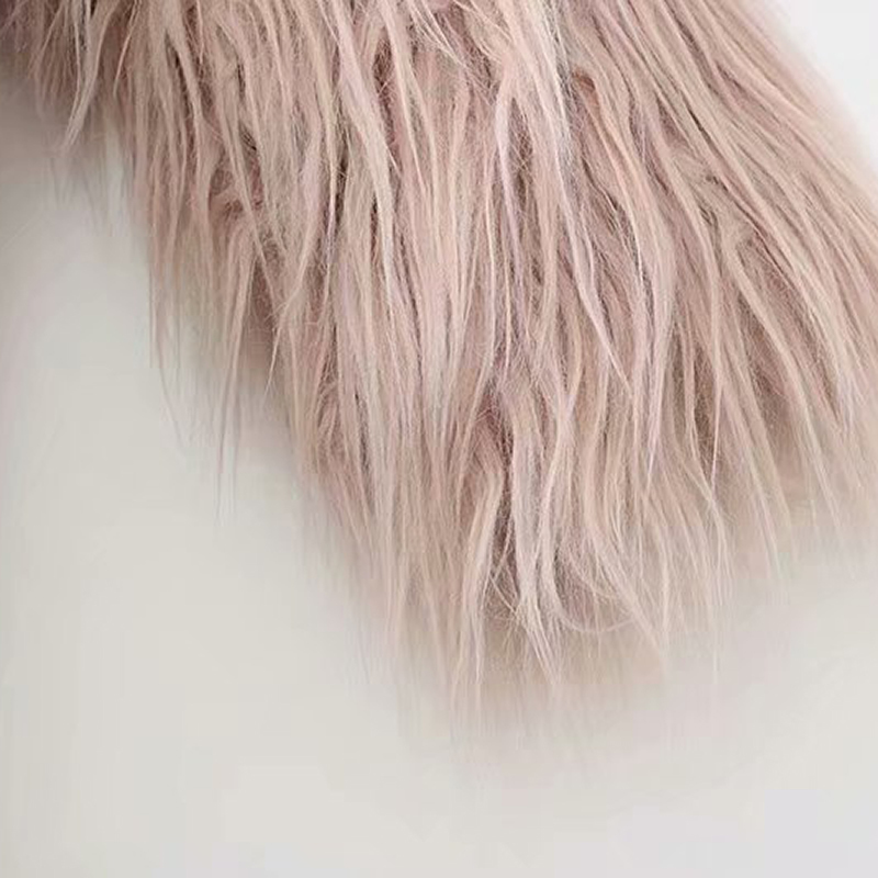 Solid Color Furry Faux Fur Coat Winter Women Warm Thicken Casual Fluffy Long Sleeve Ladies Stylish Outwear Jacket 210515