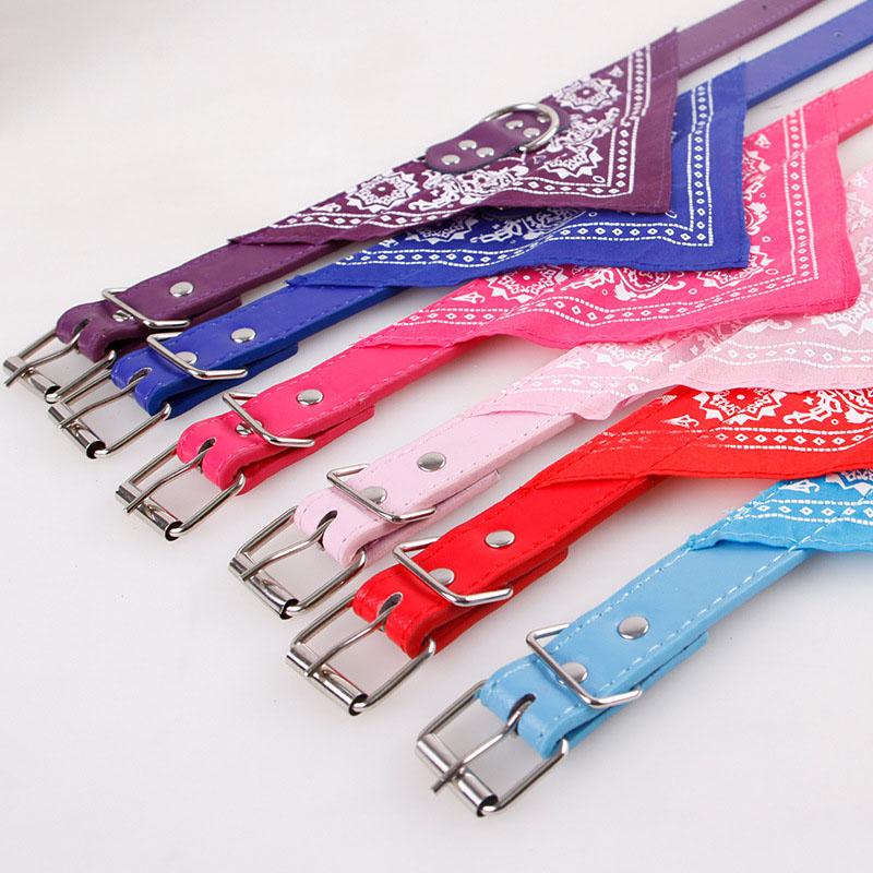 Dog Collars & Leashes Pet Triangle Scarf Adjustable PU Leather Collar Bib Small Teddy Supplies Jewelry Saliva Towel