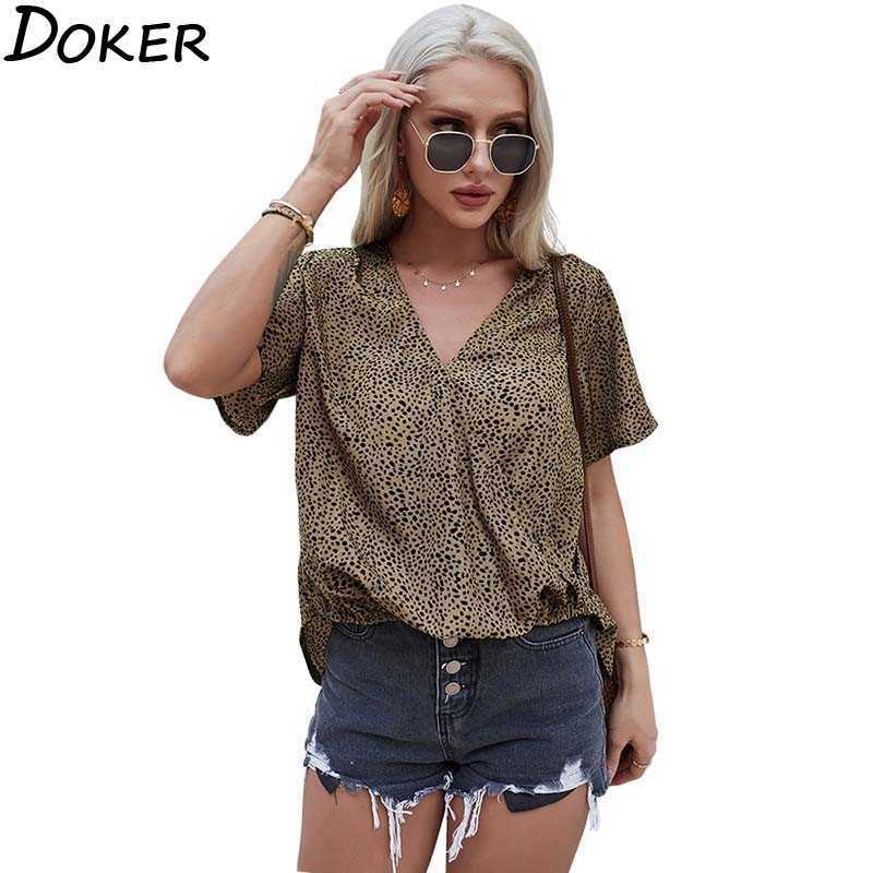 Summer Leopard Printing V Neck Short Sleeve Shirt Women Casual Loose Office Tops Female Plus Size Streetwear Blouse 210604, Black
Summer Leopard Printing V Neck Short Sleeve Shirt Women Casual Loose Office Tops Female Plus Size Streetwear Blouse 210604, Black