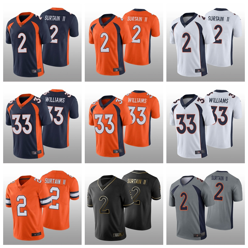 Denver Men Women Youth Bronco Football 2 Patrick Surtain II 33 Javonte Williams 2021 Draft Vapor Limited Stitched Jersey Orange White Navy, 11
Denver Men Women Youth Bronco Football 2 Patrick Surtain II 33 Javonte Williams 2021 Draft Vapor Limited Stitched Jersey Orange White Navy, 11