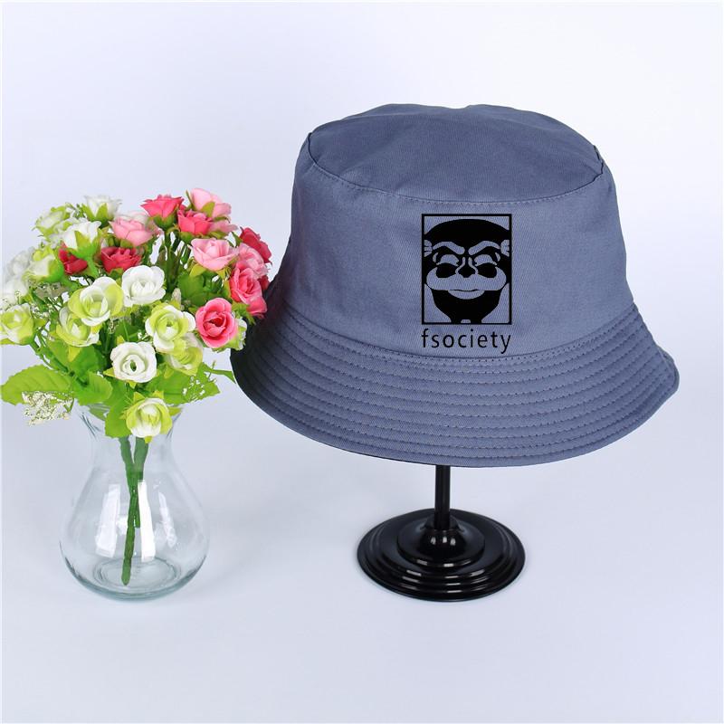 Cloches Mr Robot Fsociety Logo Summer Hat Women Mens Panama Bucket Design Flat Sun Visor Fishing Fisherman