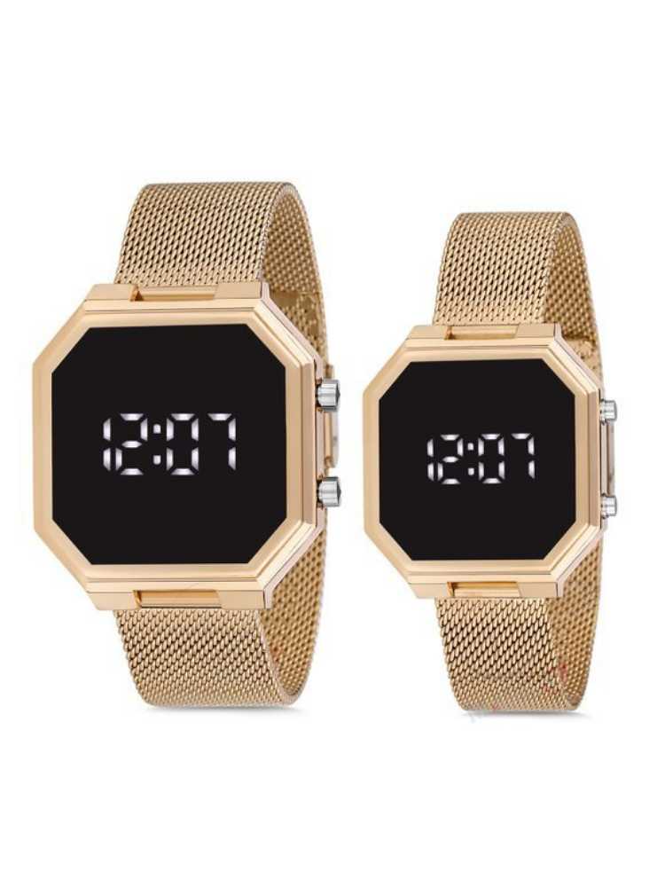Wristwatches 2 PCs LED Digital Sevgili Watches Stainless Steel Band Sport Stylish Luxury For Men Women Electronic Double Wristwatch, Gold
Wristwatches 2 PCs LED Digital Sevgili Watches Stainless Steel Band Sport Stylish Luxury For Men Women Electronic Double Wristwatch, Gold