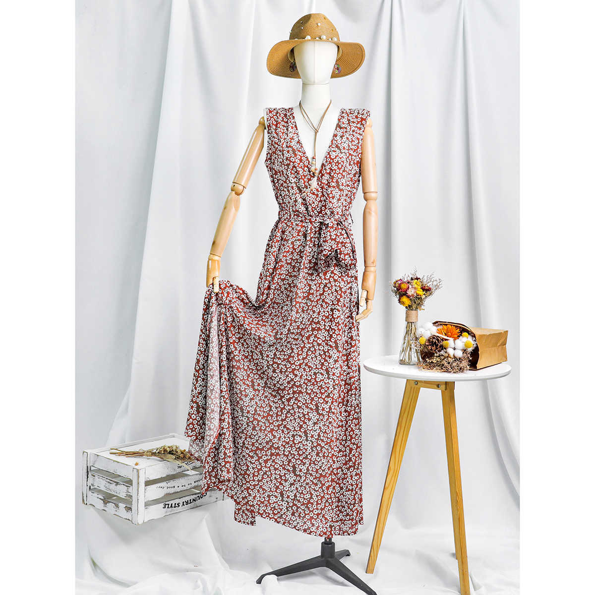 Jastie Women Summer Dress Floral Print Maxi es Bohemian Hippie Beach Long Women's Clothing vestidos de verano 210623