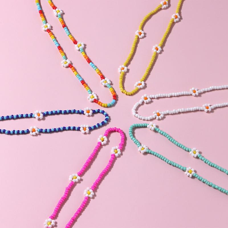 Chokers Bohemian Colorful Seed Bead Flower Choker Necklace Statement Short Collar Clavicle Chain For Women Jewelry Bijoux