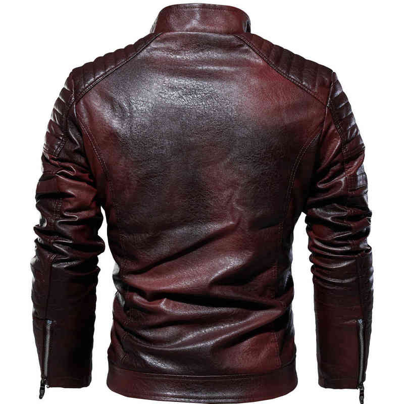 Leather Jacket Men Winter Fleece Motorcycle PU Leather Jacket Mens Stand Collar Casual Windbreaker Ropa De Hombre Slim Coat 7XL 220125