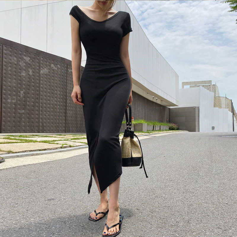 WOMENGAGA Korean V Neck Strapless Summer Tops Long Dress T Shirt Sexy Dresse Elegant 1TNL 210603, Black
WOMENGAGA Korean V Neck Strapless Summer Tops Long Dress T Shirt Sexy Dresse Elegant 1TNL 210603, Black