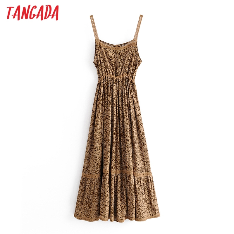 Summer Women Leopard Print Long V Neck Waist Adjust Ladies Maxi Dress Vestidos 3W140 210416