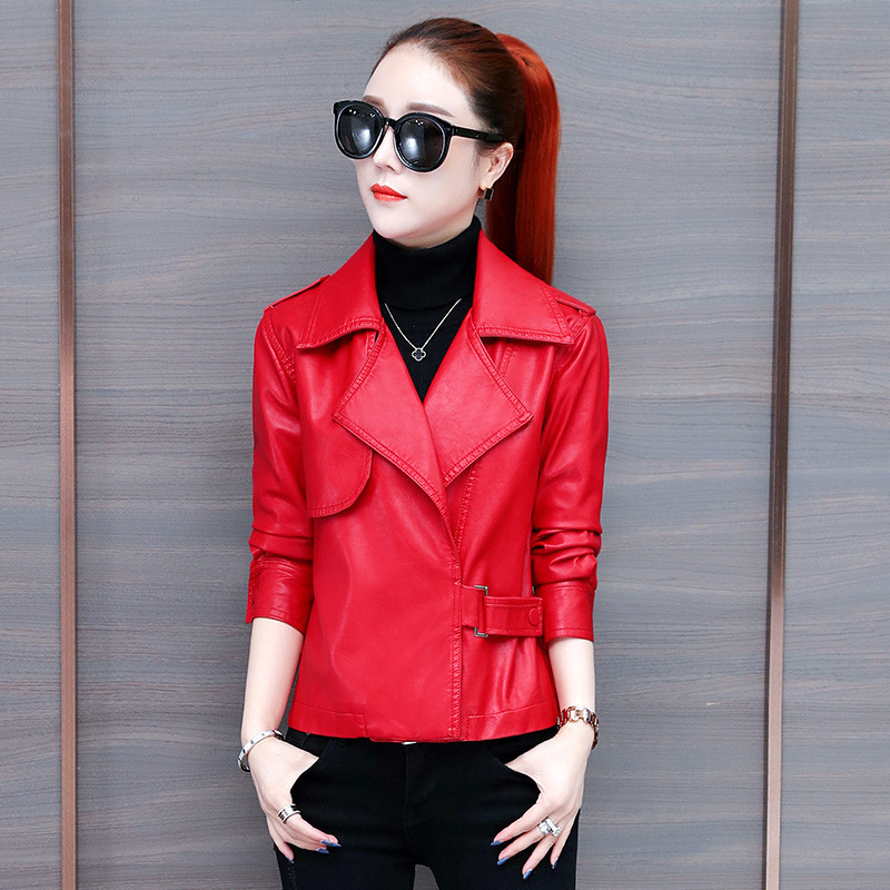 Women's Jackets Autumn High Quality PU Leather Jacket Women Korean Short Tops Long Sleeve Turn-Down Collar Zipper Motorcycle Coat, Red
Women's Jackets Autumn High Quality PU Leather Jacket Women Korean Short Tops Long Sleeve Turn-Down Collar Zipper Motorcycle Coat, Red