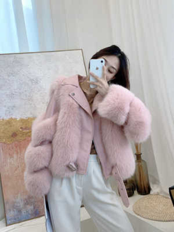 Real Fox Fur Coats With Genuine Sheepskin Leather Wholeskin Natural Fox Fur Jacket Outwear Women Winter 2c