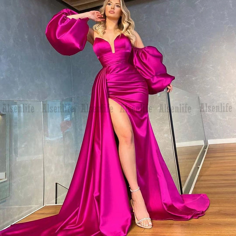 Vestido De Fiesta Boda Satin Prom Dress Mermaid 2021 Off the Shoulder Aso Ebi Evening Party Gowns Costume