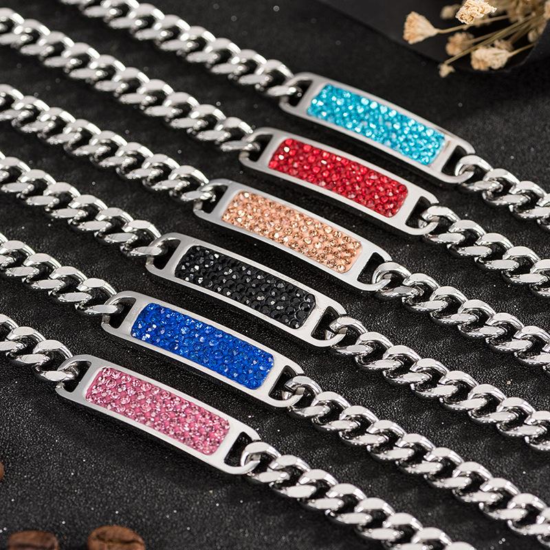 Link, Chain Color Inlaid Rhinestone Titanium Steel Bracelets High Quality Personality Fashion Couple Jewelry Holiday Gifts
Link, Chain Color Inlaid Rhinestone Titanium Steel Bracelets High Quality Personality Fashion Couple Jewelry Holiday Gifts
