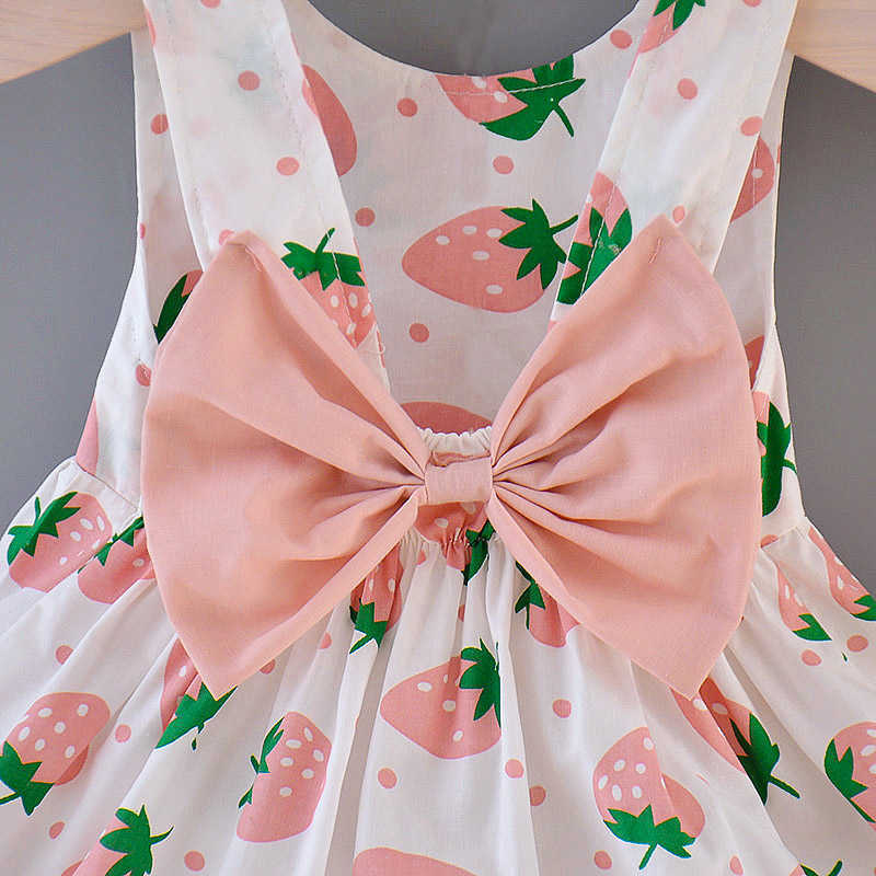 Baby Strawberry Print Dresses with Hat Set 210528