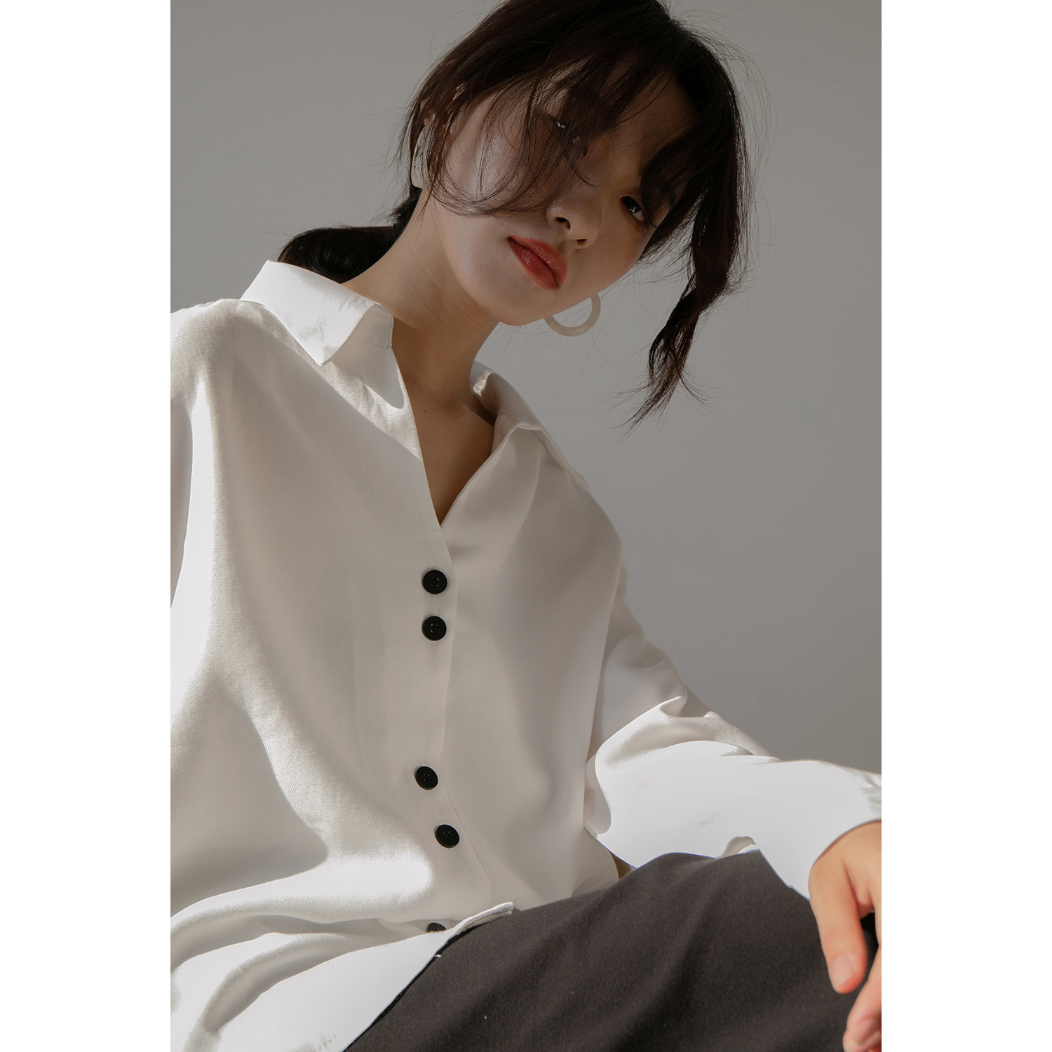 White Button Down Shirt For Women Blouse Black Long Sleeve Casual Top Female Korean Blouses s 210427