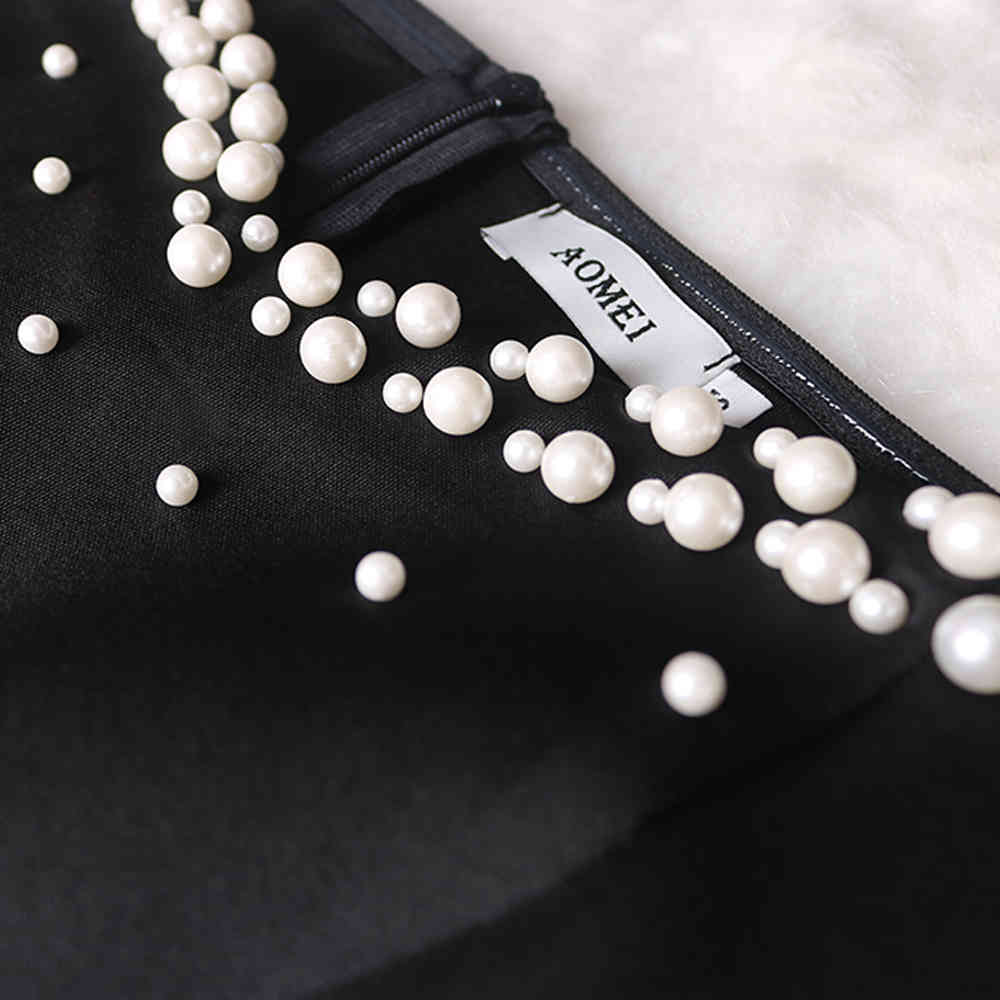 Women Sexy Black Dress Off Shoulder with Polka Dot Mesh Sleeves Patchwork Beading Party Bodycon Slim Fashion for Event Occation 210409