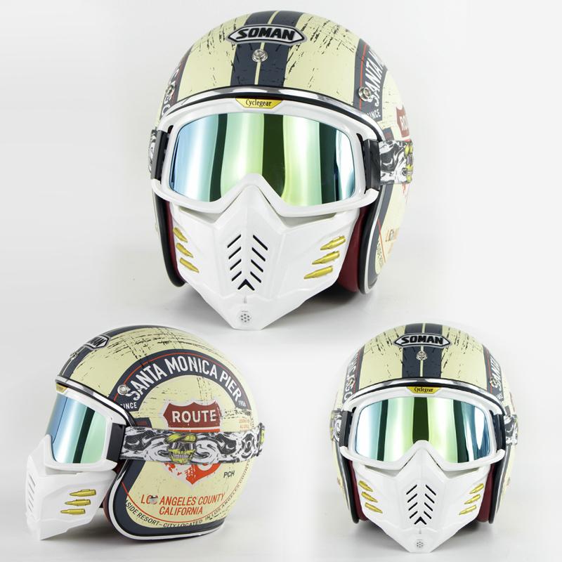 Men Motorcycle Glasses Helmet Cafe Racer Retro With Mask Goggles DOT Open Face Capacete Vintage Casco Helmets
Men Motorcycle Glasses Helmet Cafe Racer Retro With Mask Goggles DOT Open Face Capacete Vintage Casco Helmets
