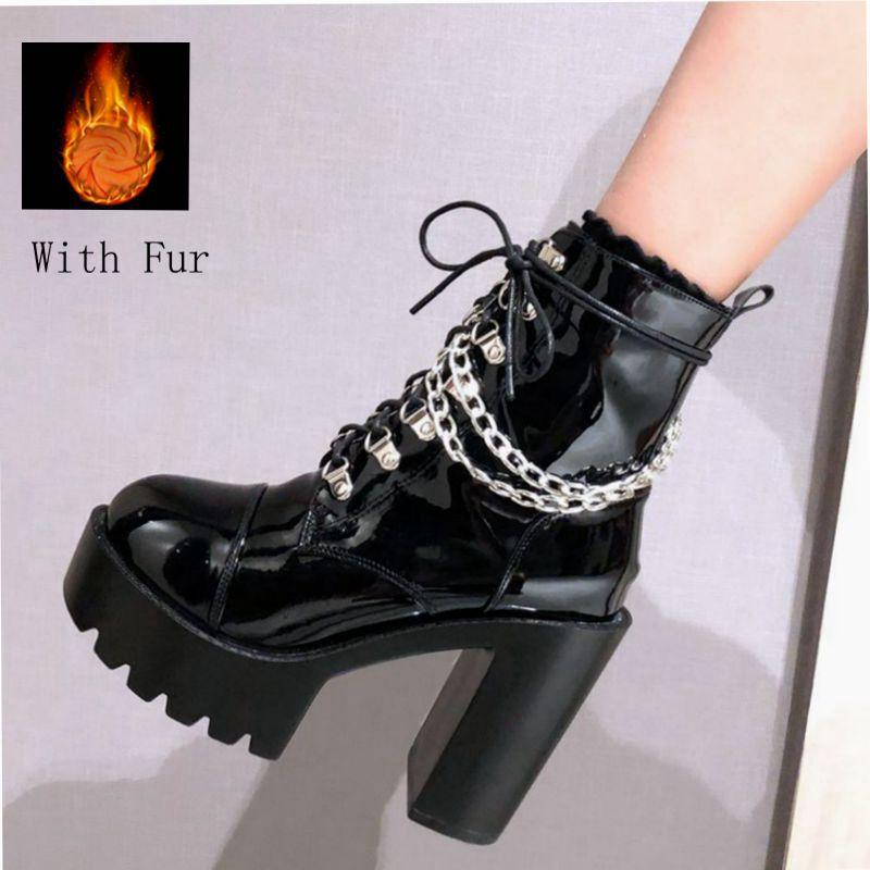 Women High Heels Gothic Ankle Boots Zip Punk Platform Shoes Goth Winter Lace-up Booties Chunky Heel Sexy Chain 2021 Drop, Black
Women High Heels Gothic Ankle Boots Zip Punk Platform Shoes Goth Winter Lace-up Booties Chunky Heel Sexy Chain 2021 Drop, Black