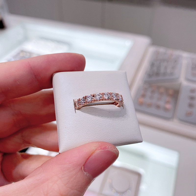 Rose Gold Plated Sparkling Row Eternity Ring with Clear Cubic Zirconia Fit P Jewelry Engagement Wedding Lovers Fashion Ring For Women