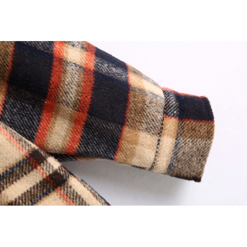 vintage plaid women wool coats autumn fashion button-fly ladies shirts casual pockets female coat girls 210430