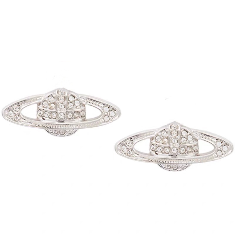 Fashion brand diamond stud earrings classic saturn Earrings punk jewelry for woman man lover gift with box