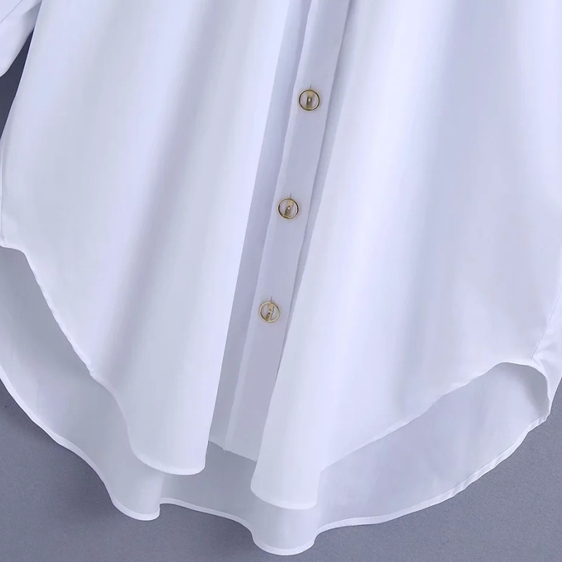 Spring Women Button Decoration White Shirt Female Tailored Collar Long Sleeve Blouse Casual Lady Loose Tops Blusas S8679 210430