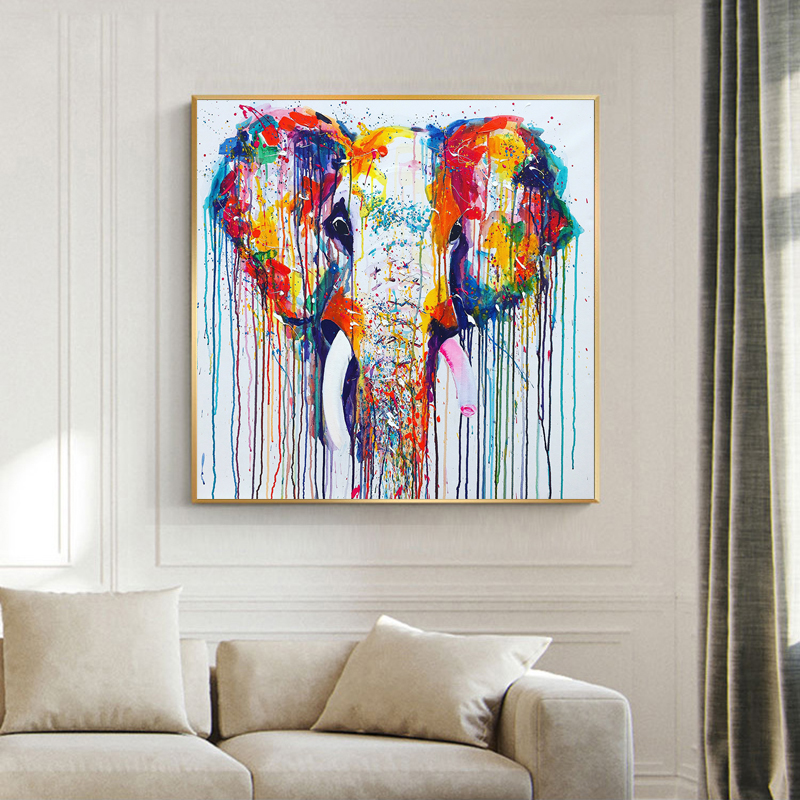 Colorful Elephant Pictures Canvas Painting Abstract Animal Posters And Prints Wall Art For Living Room Decoration