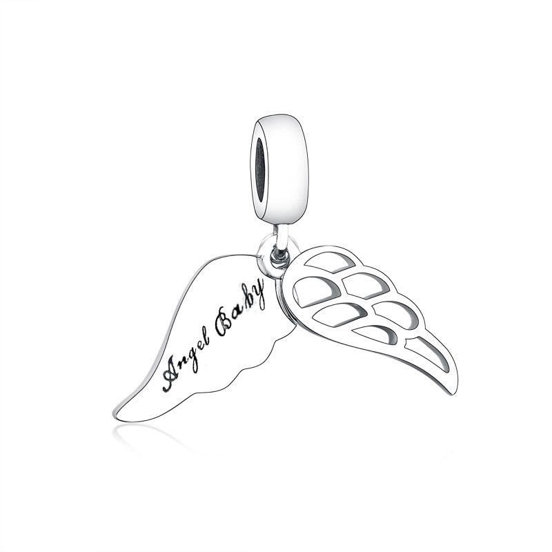 Fit Original Brand Charm Bracelet Necklace 925 Silver Mom Dad Son Angel Wing Fly Bead Dangle Making Family Berloque