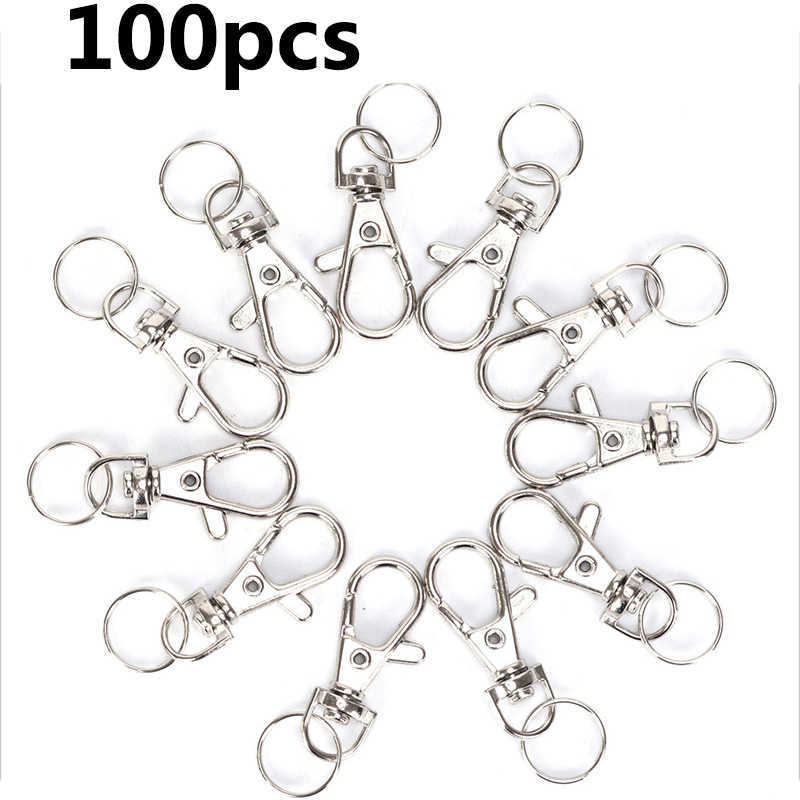 100pcslot Swivel Lobster Clasp Clips Key Hook Keychain Split Key Ring Findings Clasps for Keychains Making H0915